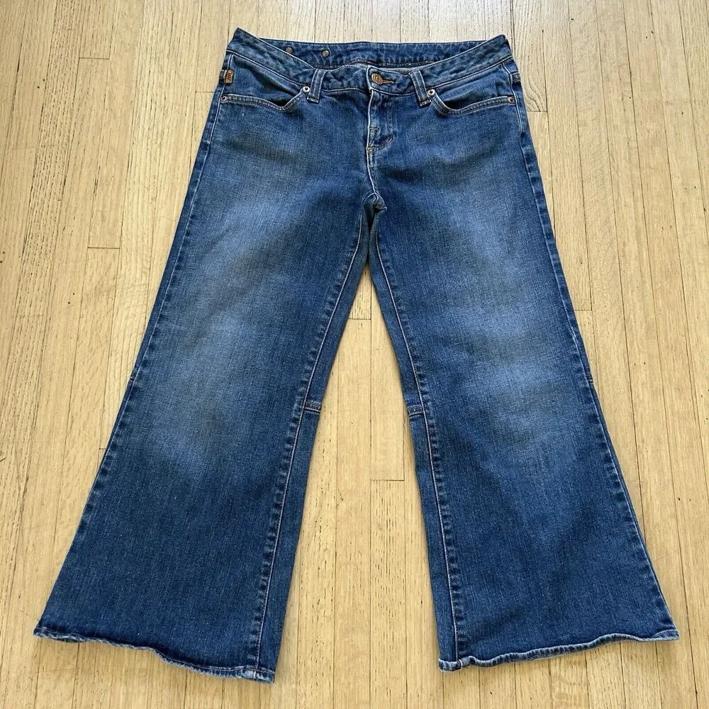 Y2k Rock and Republic Crop Jeans Wide Leg Low Rise Women 30x21